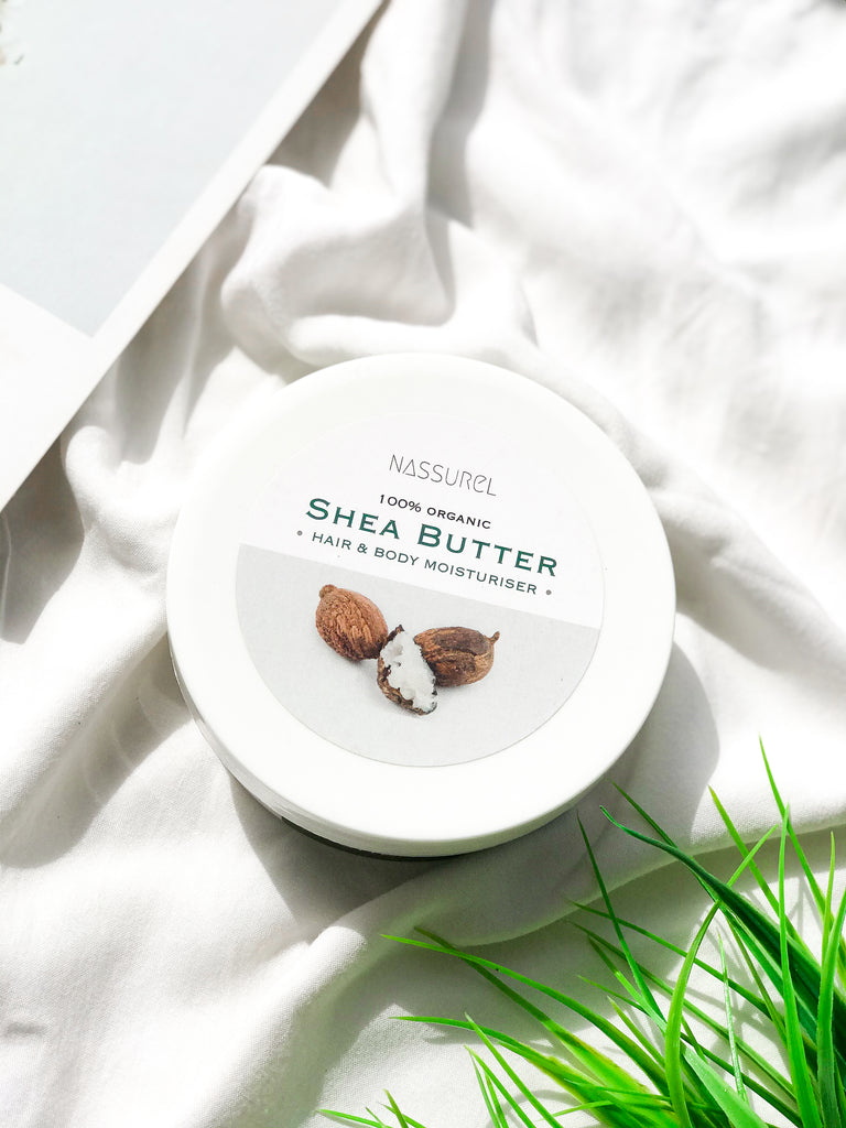 100% organic and hydrating Raw Unrefined Shea Butter for hair and body.  