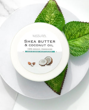Open image in slideshow, 100% organic Raw Shea Butter &amp; Coconut Oil - fragranced hair and body moisturiser 250ml
